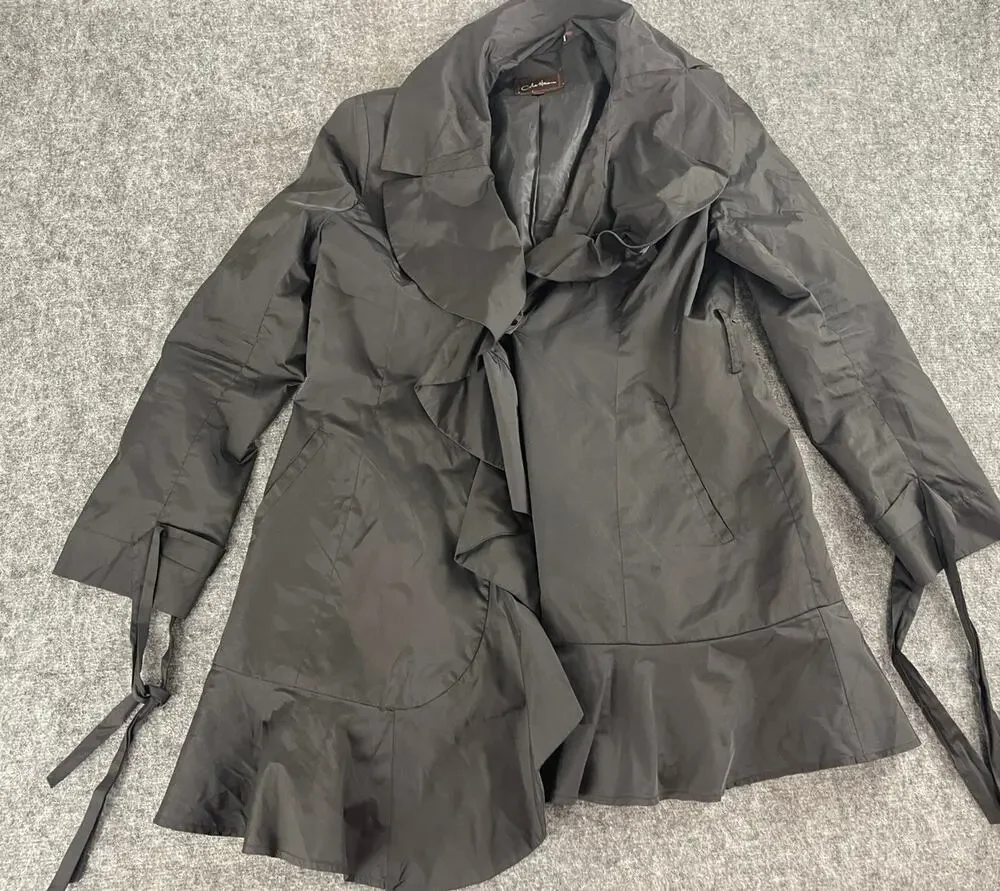 Cole Haan Jacket Women Large Black Full Zip Travel Windbreaker Long Casual N66